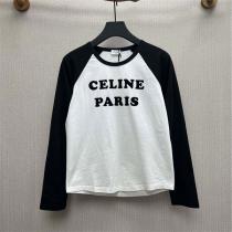 セリーヌ スーパーコピー 長袖Ｔシャツ ラグランスリーブ バイカラーデザイン パリロゴプリント CELINE