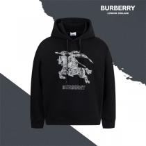 バーバリー 偽物 パーカー ロゴ刺繍 ストリートスタイル ブラック 新登場 BURBERRY