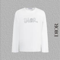 ディオール 偽物 プレミアム リミテッド グリッター ロゴ アート 長袖 Tシャツ DIOR