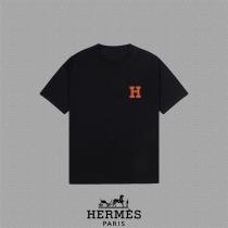 エルメス コピー カジュアルスタイル 映えるビッグHロゴ 上質コットン Tシャツ HERMES