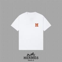 エルメス コピー カジュアルスタイル 映えるビッグHロゴ 上質コットン Tシャツ HERMES