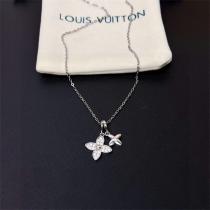 ルイヴィトン 偽物 ネックレス モノグラム フラワー ダブルチャーム パヴェ LOUIS VUITTON