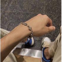 クロムハーツ 偽物 ブレスレット スクロールラベル フローラルクロス シルバービーズ CHROME HEARTS
