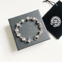 クロムハーツ 偽物 ブレスレット スクロールラベル フローラルクロス シルバービーズ CHROME HEARTS