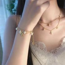 ルイヴィトン 偽物 華麗 花卉四叶草 樹脂 ダブルチェーン 高級感ブレスレット LOUIS VUITTON