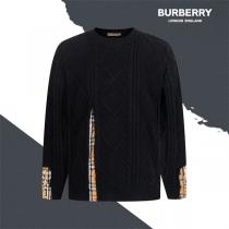 バーバリー 偽物 ケーブルニット 異素材切替 クラシックチェック アクセント BURBERRY