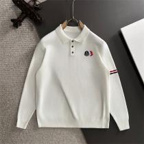 MONCLER コピー ポロニット 長袖 トリコロールワンポイント 刺繍ロゴ モンクレール