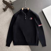 MONCLER コピー ポロニット 長袖 トリコロールワンポイント 刺繍ロゴ モンクレール