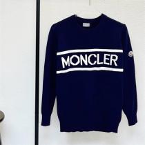 モンクレール 偽物 ウール混 ニットセーター ワイドロゴ バイカラーデザイン  MONCLER