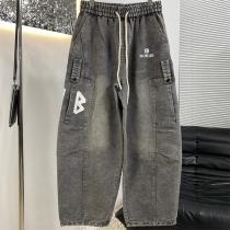BALENCIAGA コピー カーゴパンツ ロゴプリント ヴィンテージウォッシュ ワイドシルエット バレンシアガ