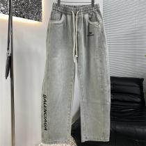 BALENCIAGA コピー デニムパンツ サイドビッグロゴ ストレートシルエット バレンシアガ