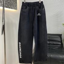 BALENCIAGA コピー デニムパンツ サイドビッグロゴ ストレートシルエット バレンシアガ