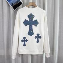 クロムハーツ コピー スウェット デニムクロス パッチワーク フラワーデザイン CHROME HEARTS