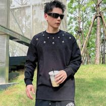 クロムハーツ 偽物 スウェット ブラック スタッズクロス モノトーン デザイン CHROME HEARTS