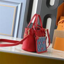おすすめ ルイヴィトン コピー デニム トートバッグ レッドハンドル チェリー柄 LOUIS VUITTON