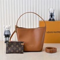 ルイヴィトン 偽物 プレーンレザー バケットバッグ ポーチ付き2WAY 素敵 LOUIS VUITTON