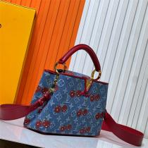 LOUIS VUITTON コピー 使いやすい デニムチェリー柄 ハンドバッグ 個性派 丈夫 ルイヴィトン