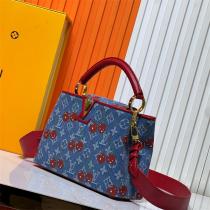 LOUIS VUITTON コピー 使いやすい デニムチェリー柄 ハンドバッグ 個性派 丈夫 ルイヴィトン
