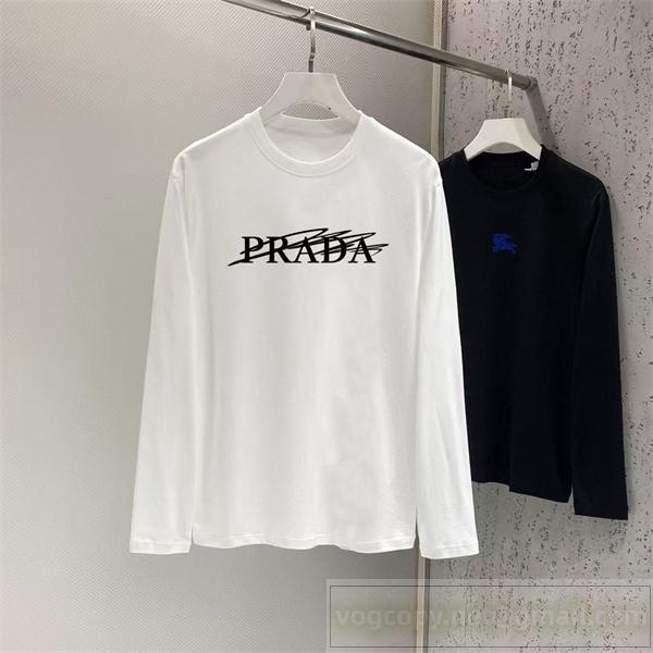 プラダ スーパーコピー 長袖Tシャツ クラッシュロゴ モダン モダン 個性的 PRADA