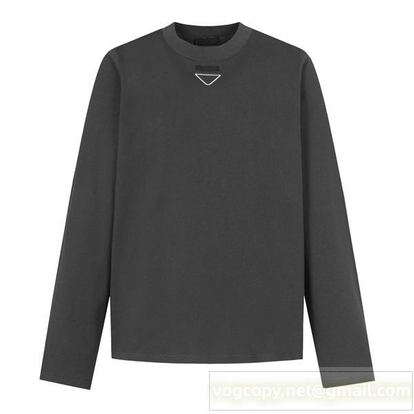 人気 PRADA 偽物 長袖Tシャツ シンプル ロゴワンポイント ベーシック プラダ