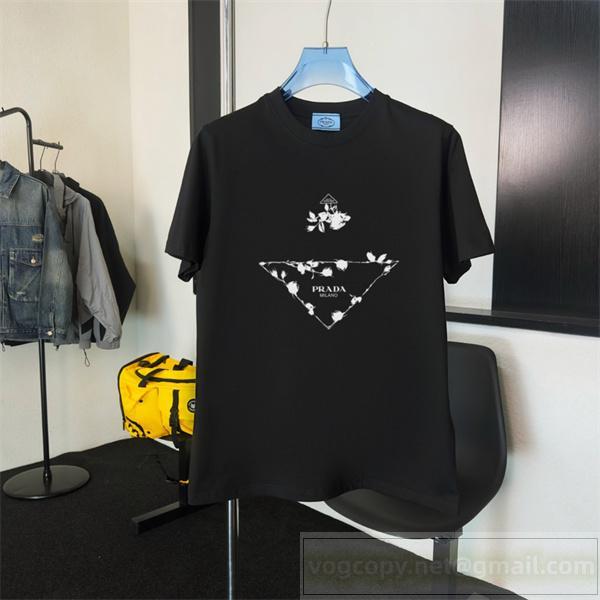 限定 プラダ コピー Tシャツ シック 上品 フラワーロゴ プレミアム PRADA