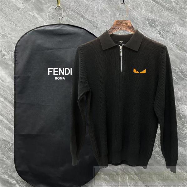 FENDI コピー ニット 襟付き ハーフジップ モンスターアイ エレガント おすすめ フェンディ
