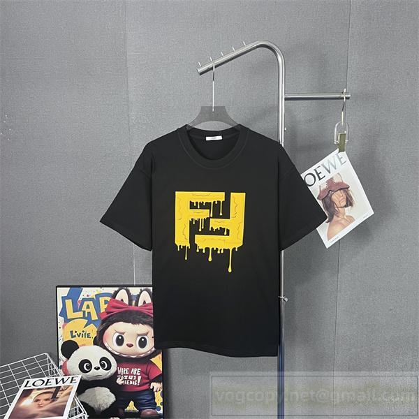 フェンディ スーパーコピー Tシャツ ドリップロゴ デザイン 個性派 ユニーク FENDI