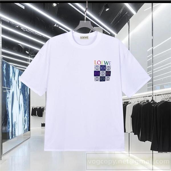  LOEWE 偽物 高級感あふれる モダンロゴ デザイン シンプル 上品 Tシャツ ロエベ