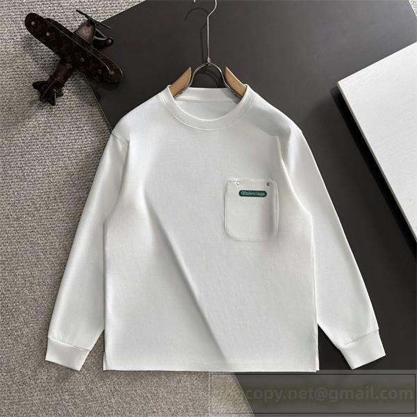  バレンシアガ スーパーコピー 長袖Tシャツ ポケット シンプル カジュアル BALENCIAGA