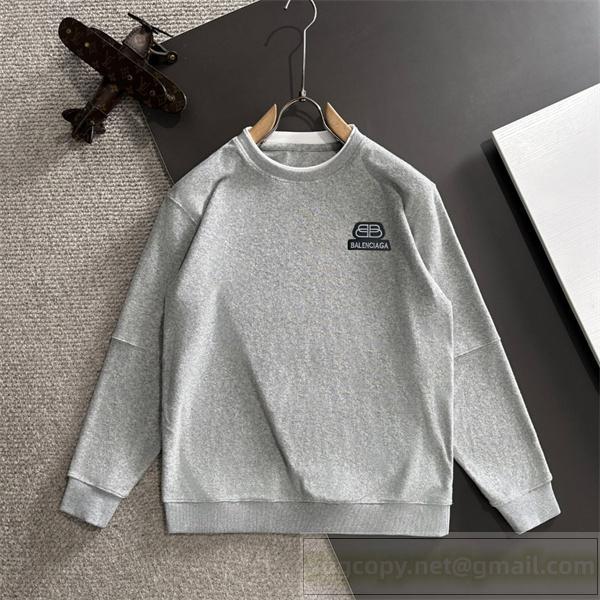 BALENCIAGA 偽物 長袖Tシャツ BBロゴ クラシック グレー おしゃれ バレンシアガ
