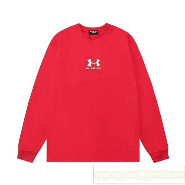 バレンシアガ コピー 長袖Tシャツ レッドカラー スポーツロゴ プレミアム BALENCIAGA