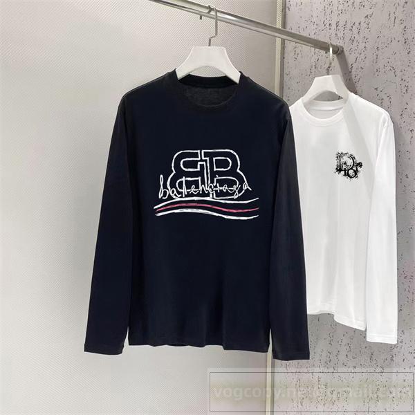バレンシアガ スーパーコピー 長袖Tシャツ BBロゴ 刺繍ライン 入手困難 BALENCIAGA