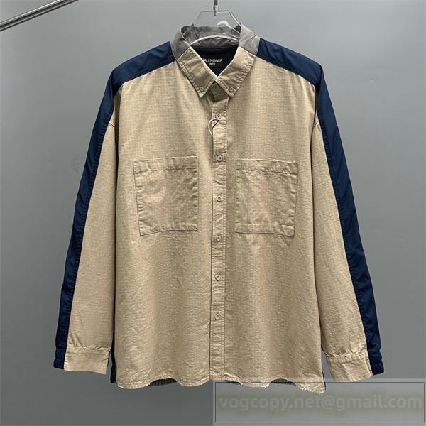 バレンシアガ 偽物 シャツ 個性派 スタイリッシュ 切替デザイン ベージュ BALENCIAGA