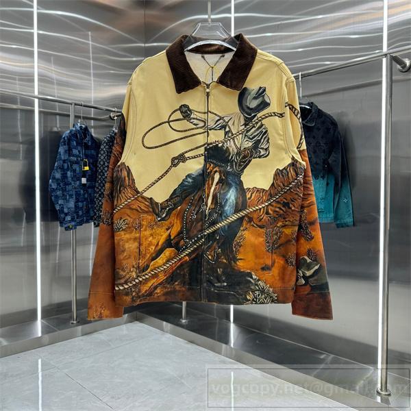  LOUIS VUITTON 偽物 ウエスタン カウボーイ プリント 限定感 デザイン ジャケット ルイヴィトン