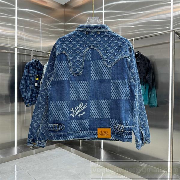 ルイヴィトン コピー パッチワーク モノグラム ヴィンテージ風 デニム ジャケット LOUIS VUITTON