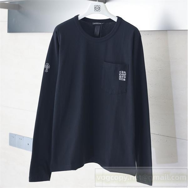 クロムハーツ 偽物 長袖Tシャツ モダン 上品 ポケット付き ロゴデザイン CHROME HEARTS