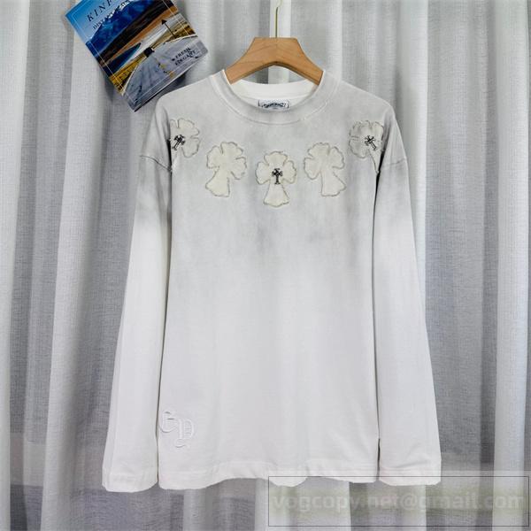 CHROME HEARTS コピー 長袖Tシャツ 個性的 高級感 グラデーション クロス刺繍 クロムハーツ