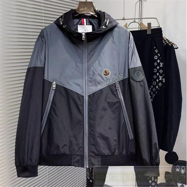 MONCLER 偽物 ジャケット バイカラー シック モード感 フード付き プレミアム モンクレール