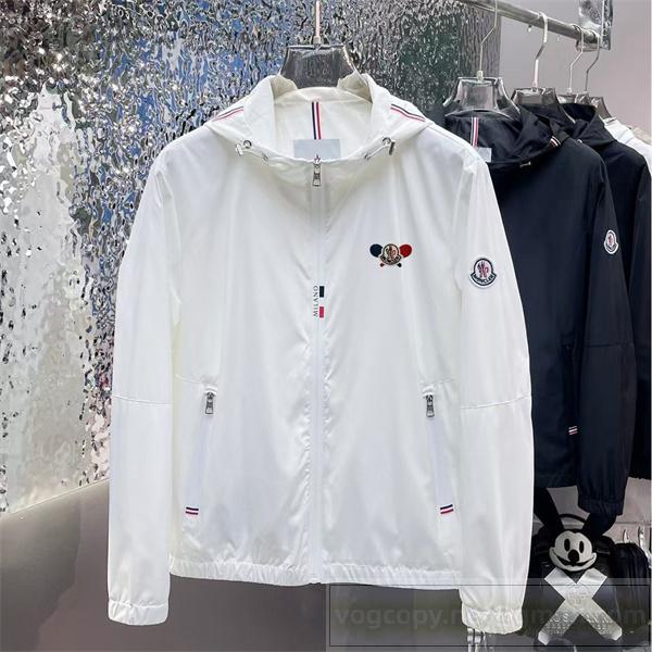 MONCLER 偽物 ジャケット おすすめ マルチカラーロゴ シンプル フード付き モンクレール