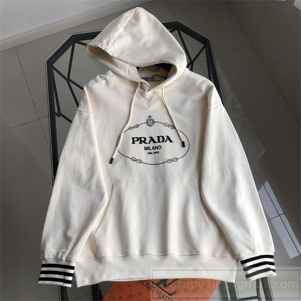 PRADA コピー カジュアル モダン おしゃれ ホワイトフーディーパーカー おすすめ プラダ