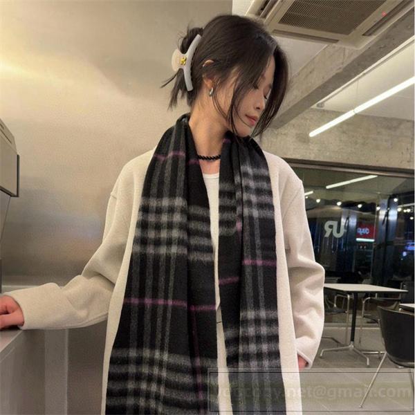 BURBERRY コピー マフラー ブラックチェック柄 モダンシック 大人の冬スタイル バーバリー