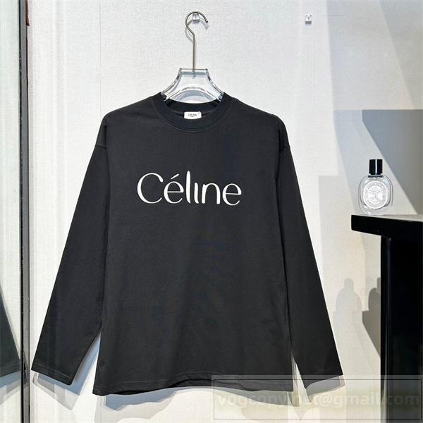 CELINE コピー シンプルロゴ ベーシック 快適 高級感 定番人気 長袖Tシャツ 新作 セリーヌ