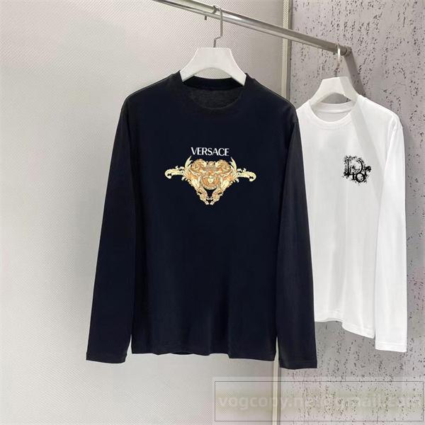 ヴェルサーチ スーパーコピー 新作長袖Tシャツ ゴールドライオンロゴ スタイリッシュ VERSACE