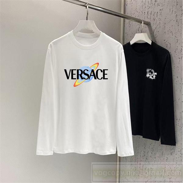 ヴェルサーチ コピー 高品質長袖Tシャツ プラネットロゴデザイン モード 最安値 VERSACE