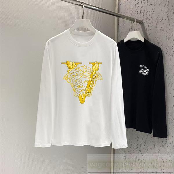 VERSACE スーパーコピー 注目長袖Tシャツ ゴールドライン スタイリッシュ 高級 ヴェルサーチ