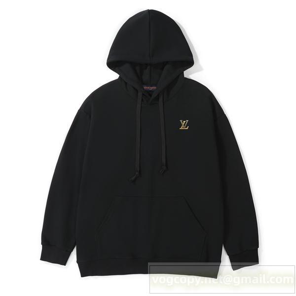   ルイヴィトン スーパーコピー パーカー 新作 人気 ブラック シンプルロゴ 定番 LOUIS VUITTON