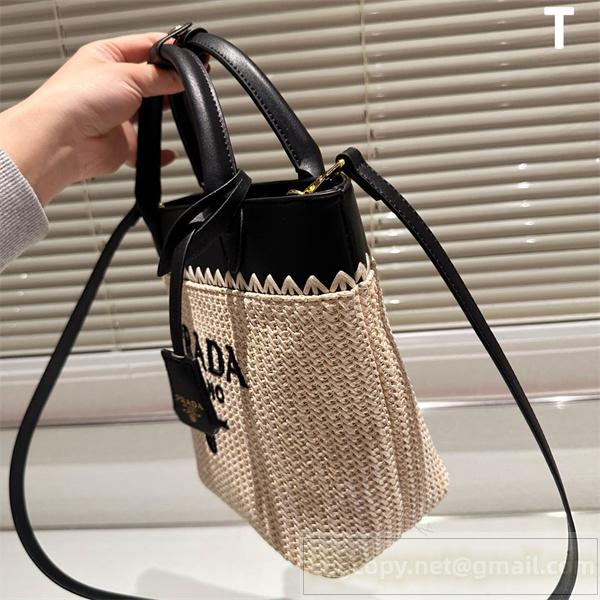 PRADA スーパーコピー トートバッグ ラフィア編み スモール ナチュラル