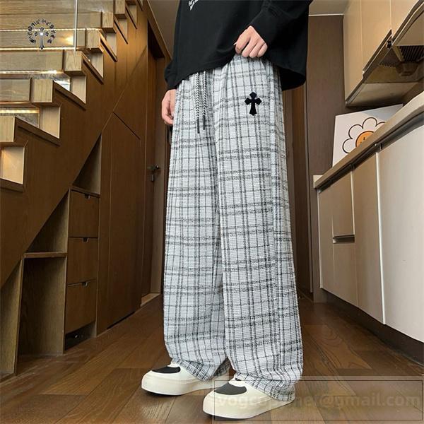  クロムハーツ スーパーコピー モノトーン トレンド チェックパンツ ゆったり CHROME HEARTS