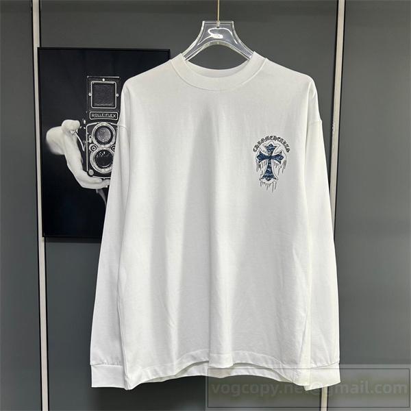 CHROME HEARTS スーパー 長袖Tシャツ バッククロス プリント ストリート クロムハーツ