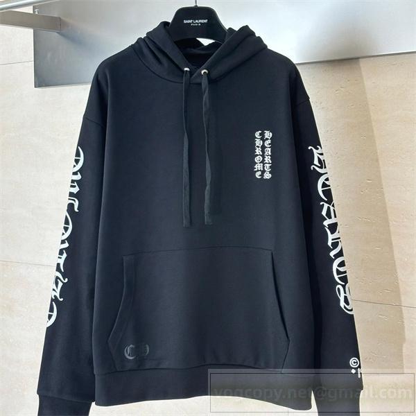CHROME HEARTS スーパーコピー パーカー ゴシックロゴ 袖プリント アグレッシブクロムハーツ